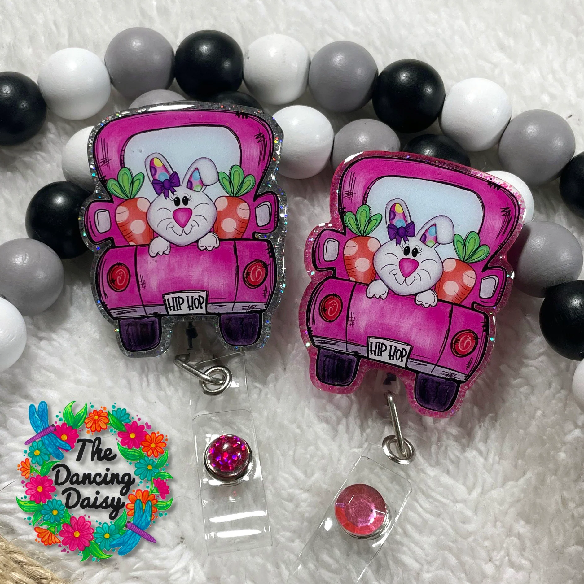 Pink Easter Bunny Truck Decal & Acrylic Blank COMBO - Image 2